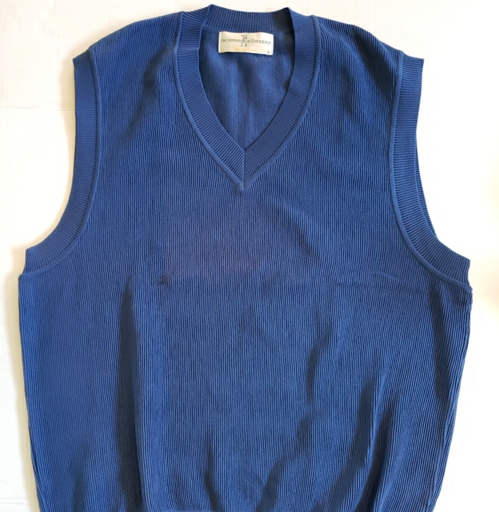 Fairway & Greene Blue Ribbed V-Neck Sweater